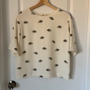 Xuansi silk top with fish print